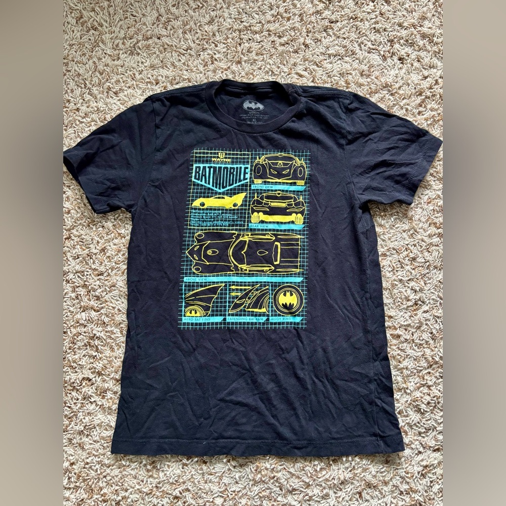 Batman Black Tee with Yellow Batmobile Design